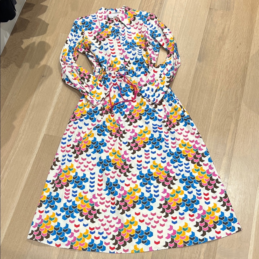Women’s Multicolor Patterned Long Sleeve Dress with tie